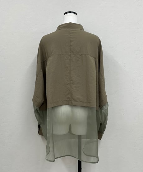 sheer shiny hem shirt