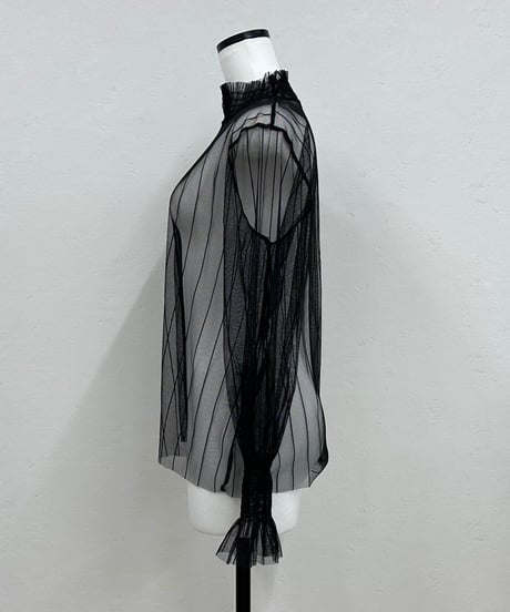 【SAVENSENSE】stripe tulle tops