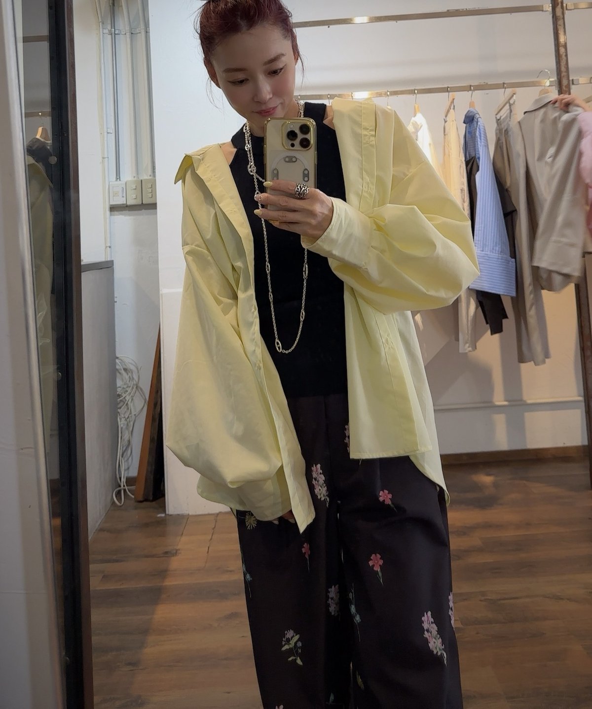 WIDEトラウザー WITH FLORAL PRINT flower print wide PT | Amu