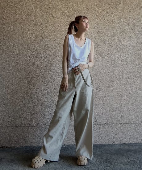 【CLEIO】suspender wide pants