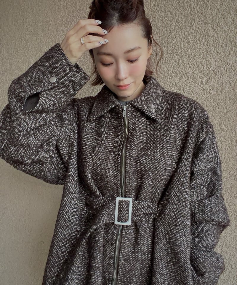 アトム 16aw tweed top coat peplum tweed jacketcoat | Amu