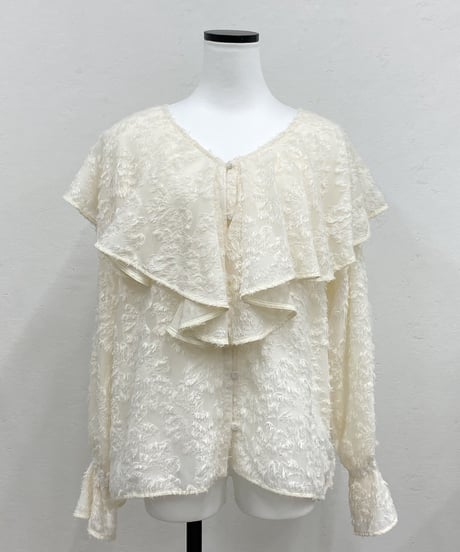 sheer jacquardruffle tops