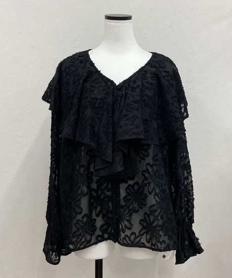 sheer jacquardruffle tops