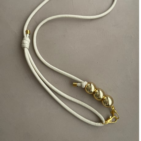 shoulder strap 【gold beads・Ivory】