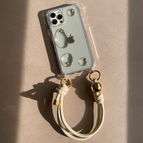 Hand strap 【gold beads・Ivory】