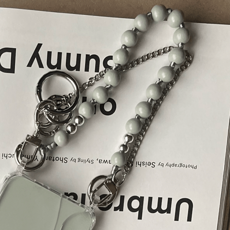 silver　strap  ×　wood beads