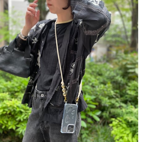shoulder strap 【gold beads・Ivory】