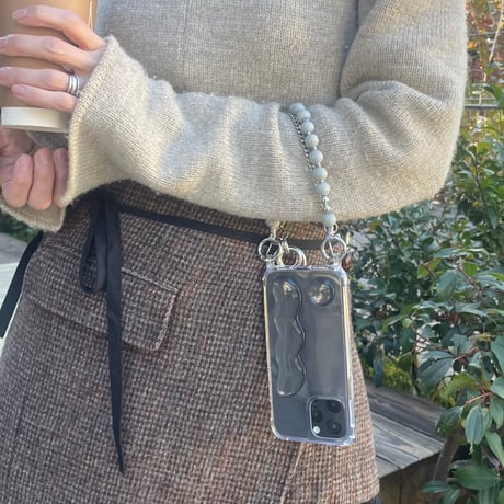 wood beads　strap　【Gray】