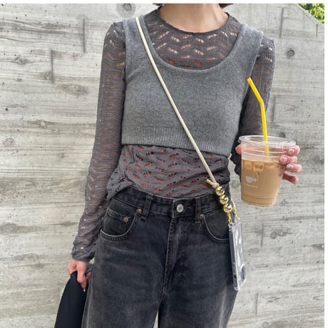 shoulder strap 【gold beads・Ivory】