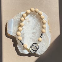 wood beads　strap　【Beige】