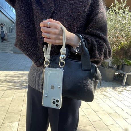 Hand strap 【silver beads・Ivory】