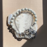 silver　strap  ×　wood beads