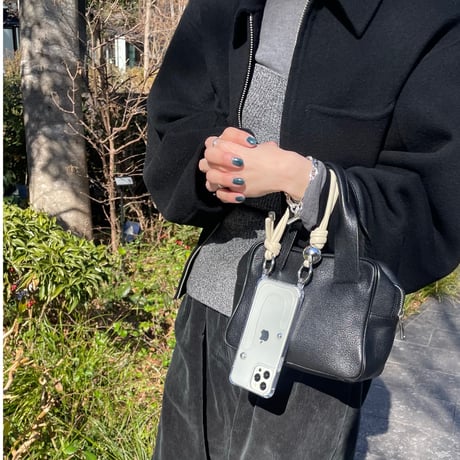 Hand strap 【silver beads・Ivory】