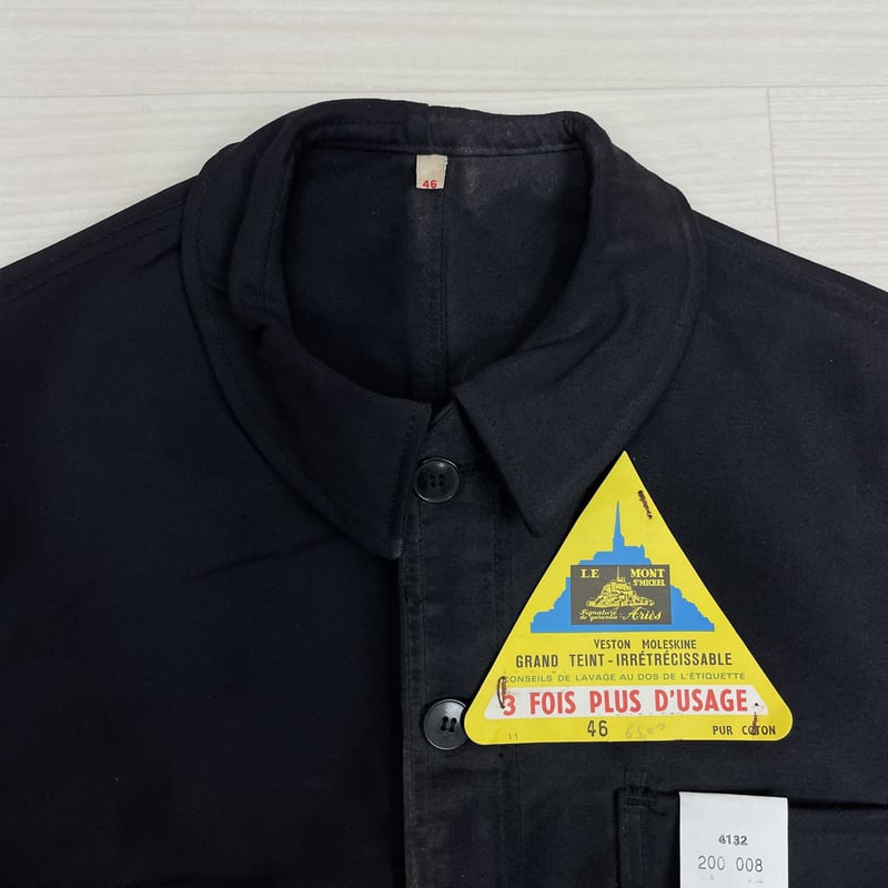 Le Mont St Michel Black Moleskin Jacket Size46 