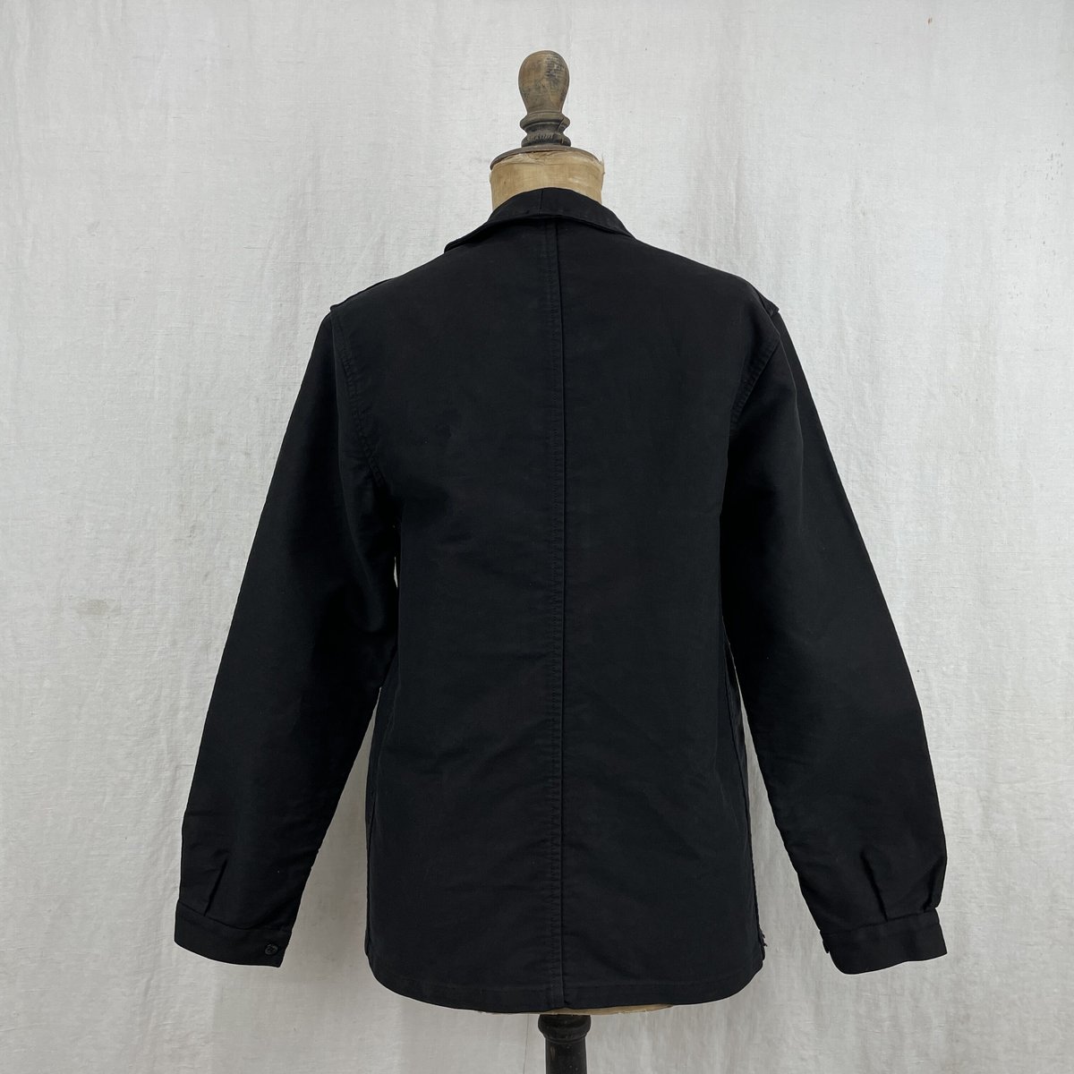30s ブラックモールスキン　mon cadet Vポケ　フレンチワーク Mon Cadet Black Moleskin Jacket Deadstock | Kif