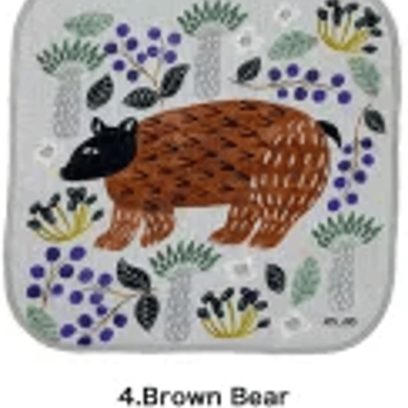 松尾ミユキ ガーゼハンドタオル 動物 Brown bear | FUJIHATOSYA