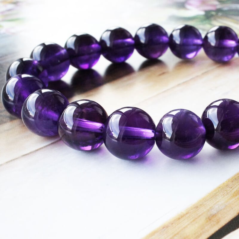 パワーストーンブレスレット アメジスト 紫 パープル 天然石