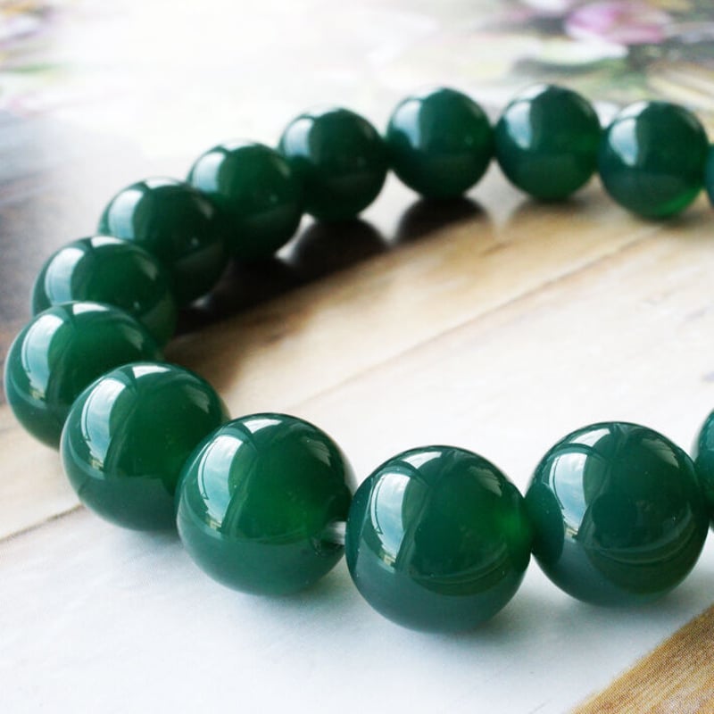 パワーストーンブレスレット グリーンアゲート深緑 緑 グリーン 天然石