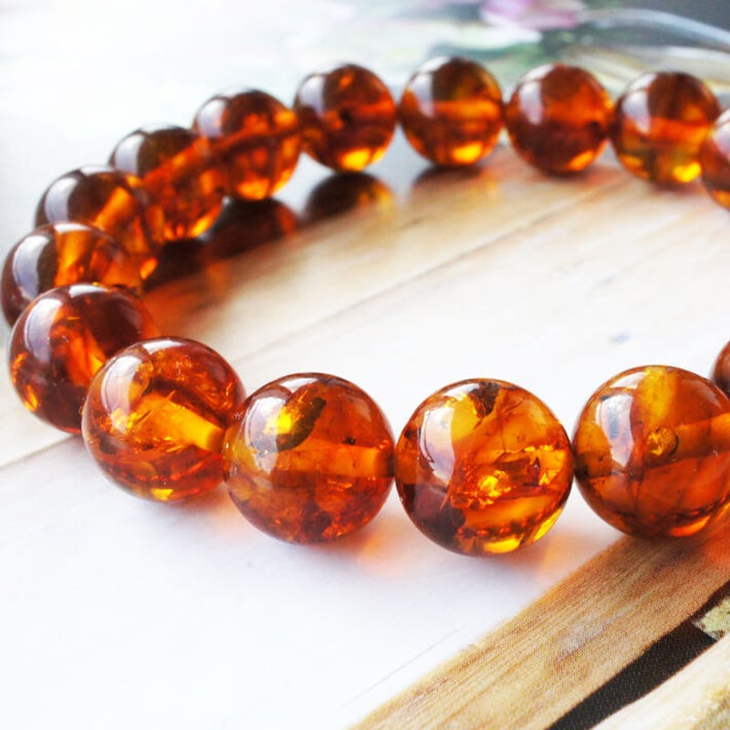 天然石 ブレスレット ブラウン系 パワーストーンブレスレット アンバー 琥珀 オレンジ 茶 天然石