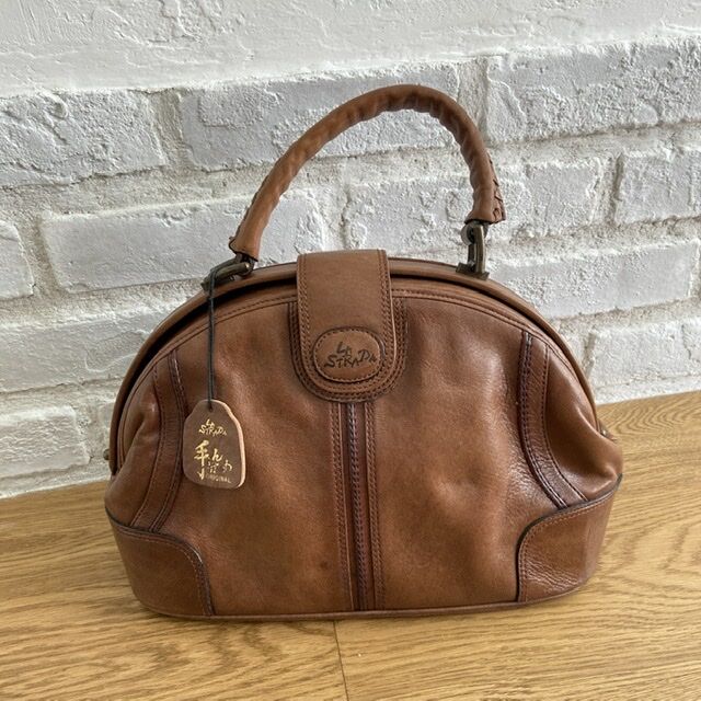 【美品レア】レトロ　La Strada製　高級本革手染め茶色仕上げ　旅行カバン fit=scale-down,w=1200