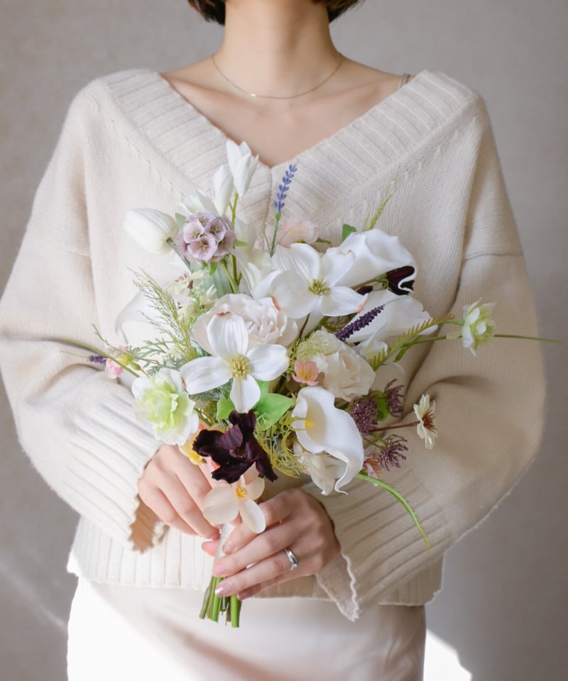 ホワイトマグノリアのブーケ | 造花ブーケ ウェディングブーケ