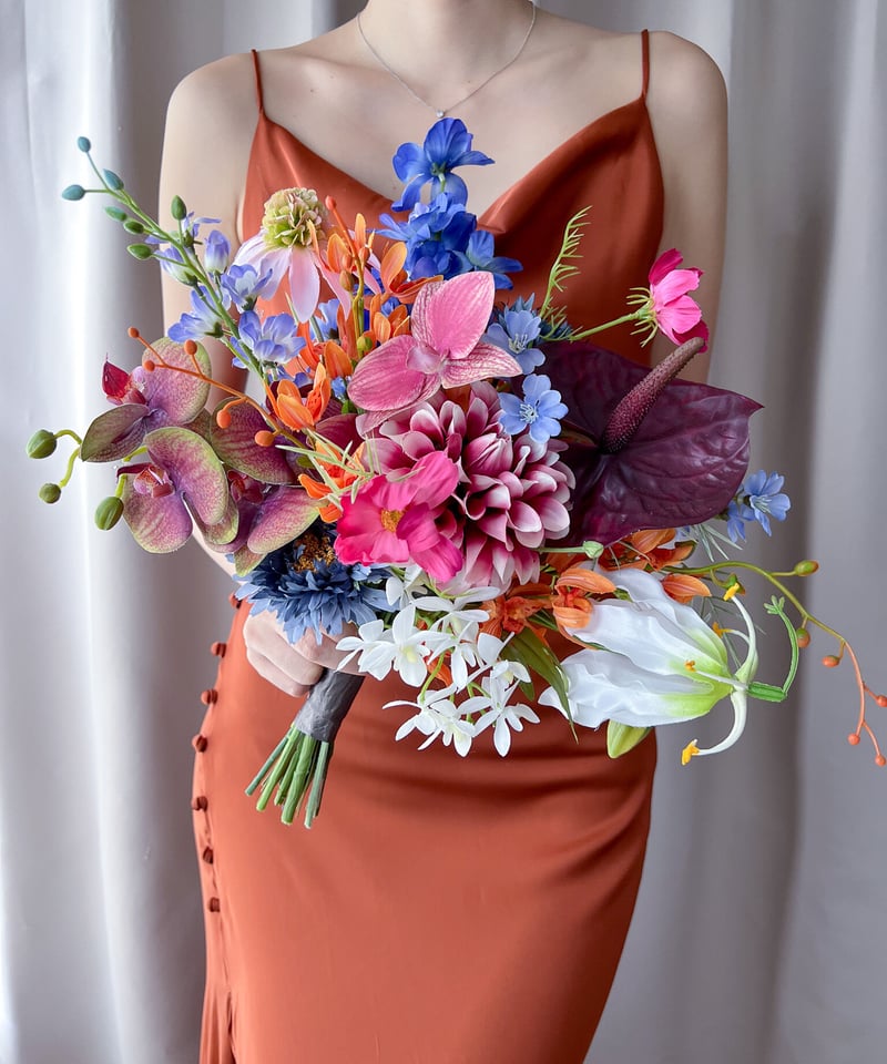 アーティシャルフラワー 造花 ウェディングブーケ ブートニアカラフル オシャレ アーティシャルフラワー 造花 ウェディングブーケ ブートニア