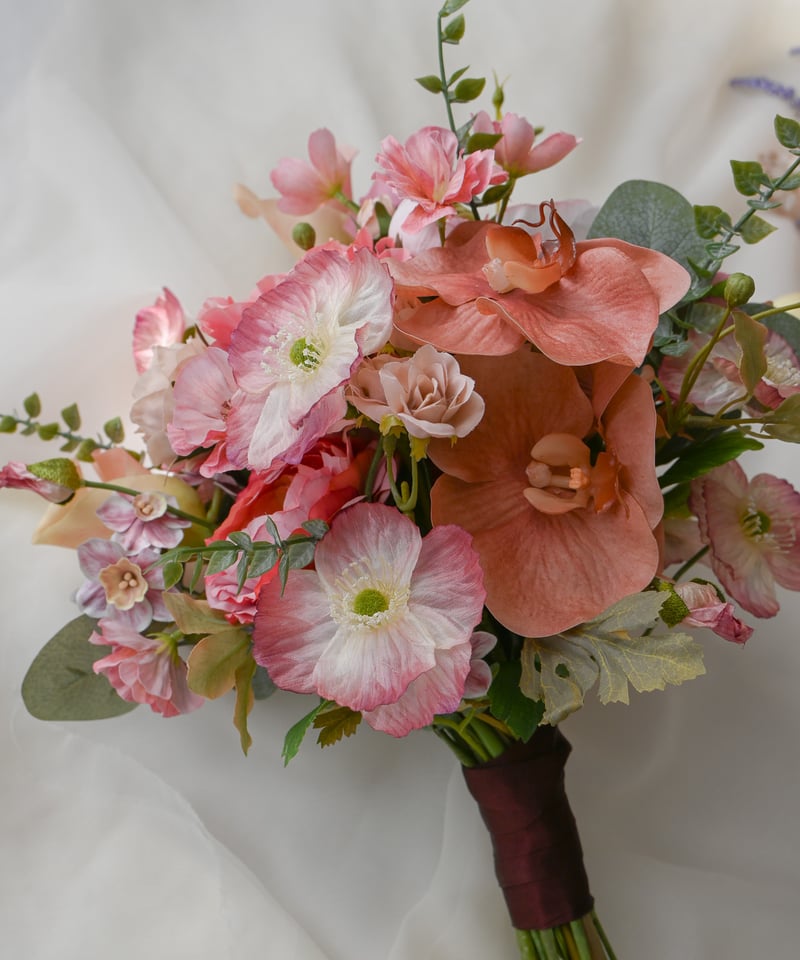 くすみピンク♡ダリアのブーケ&ブートニア ウェディングブーケ ブートニア付き 造花 アーティフィシャル