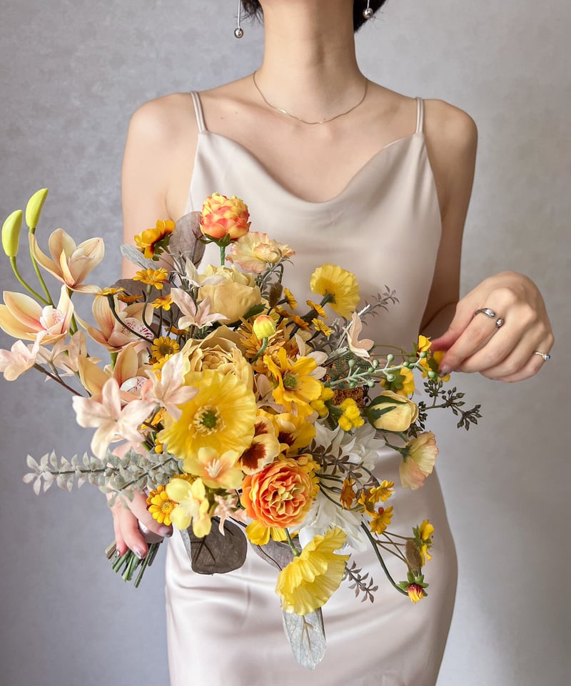 イエローブーケ ウェディングブーケ ポピーのイエローブーケと