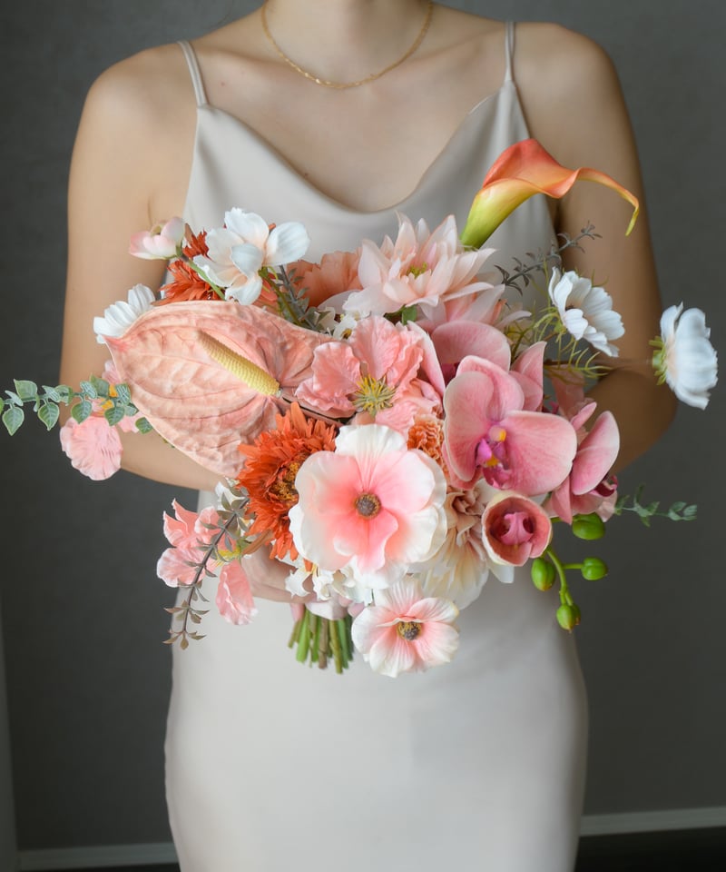 フレッシュピンクのブーケ | 造花ブーケ ウェディングブーケ 持ち込み