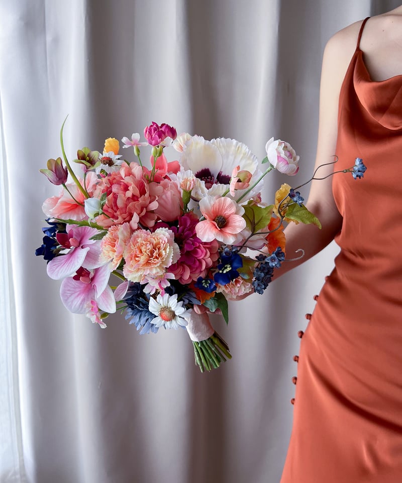 ブライダル用ブーケ　高級造花　アーティシャルフラワー フルーツポンチなブーケ| 造花ブーケ ウェディングブーケ お色直し