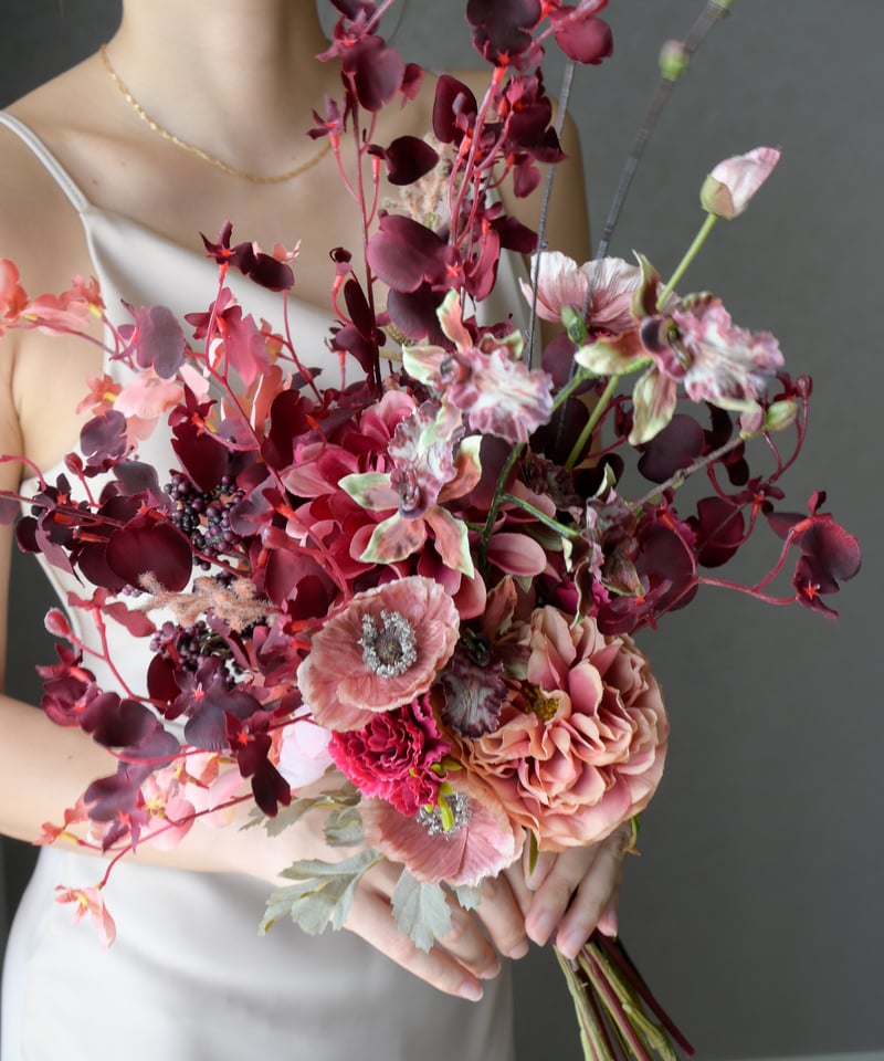 ボルドーオーキッドのブーケ | 造花ブーケ ウェディングブーケ