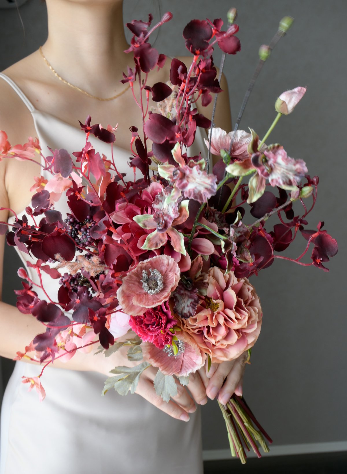 ボルドーオーキッドのブーケ | 造花ブーケ ウェディングブーケ