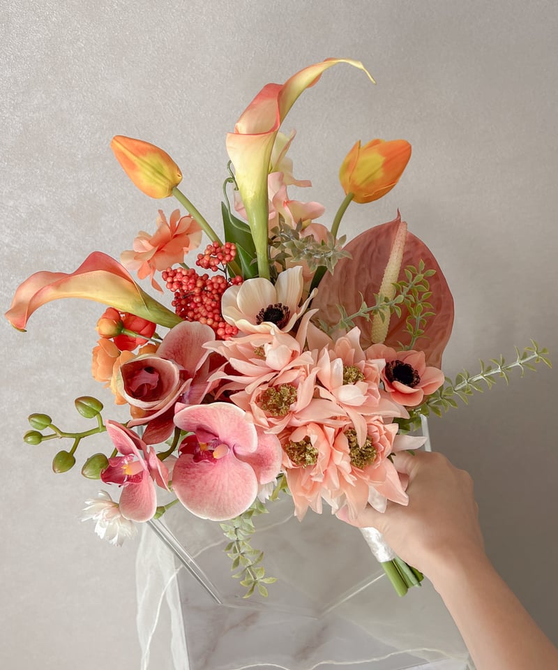 イエロープディングのブーケ | 造花ブーケ ウェディングブーケ