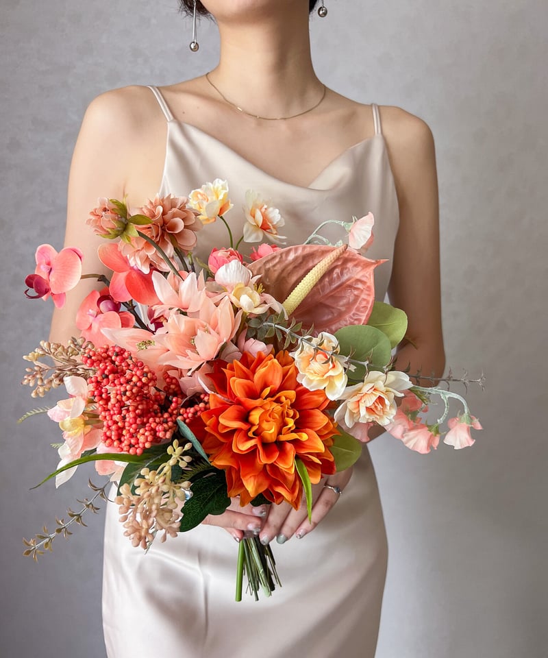 受注生産 】モーブオレンジなブーケ | 造花ブーケ | doille