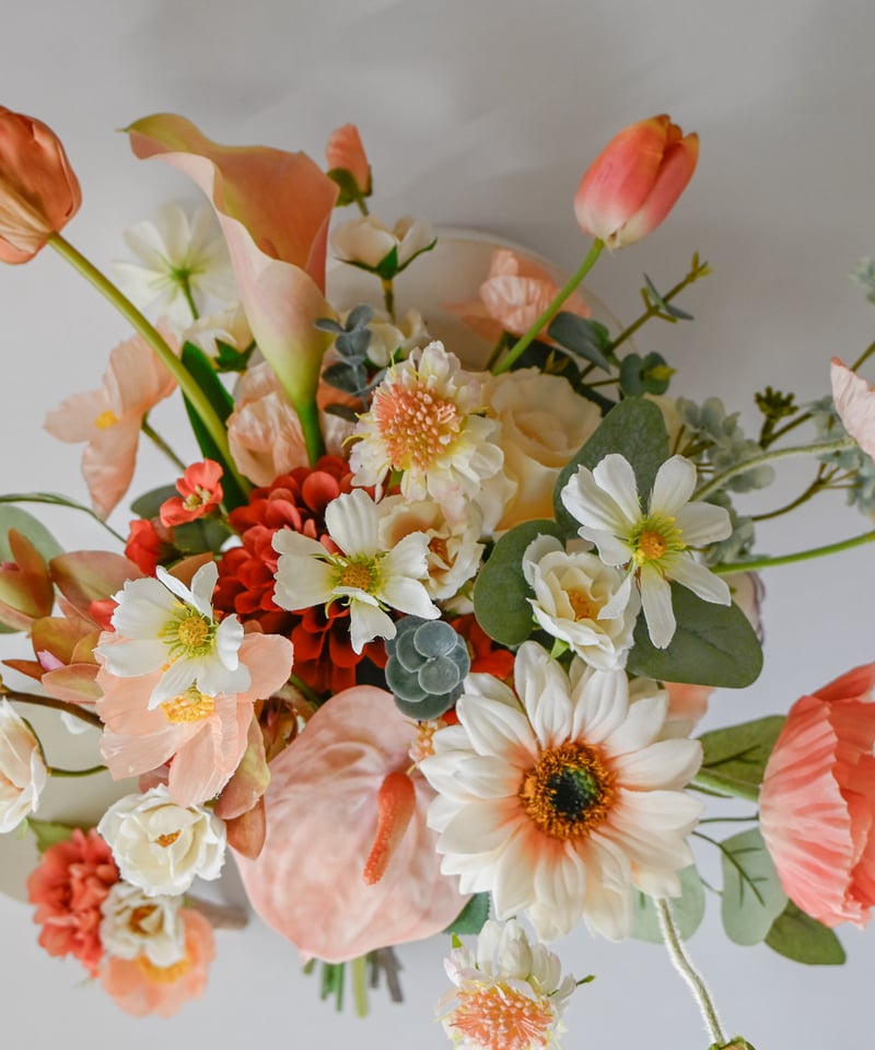 サーモンオレンジセージのブーケ | 造花ブーケ ウェディングブーケ