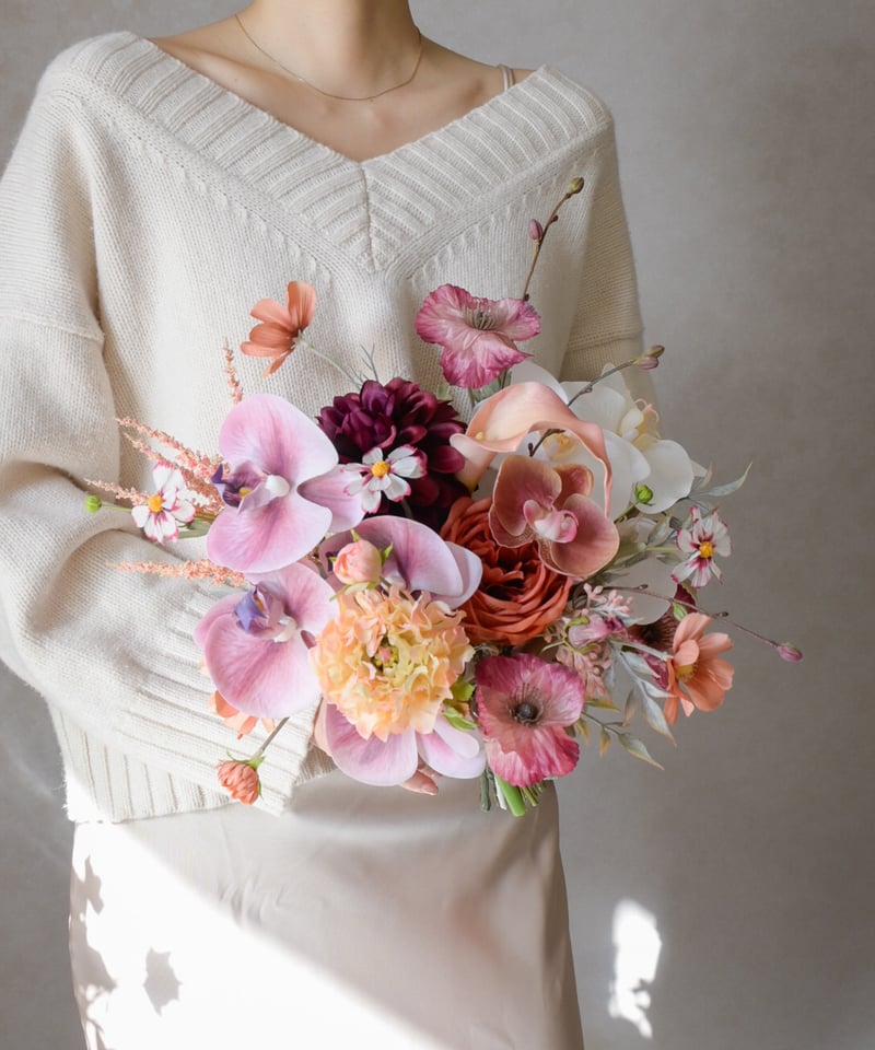 テラコッタパールのブーケ | 造花ブーケ ウェディングブーケ 持ち込み