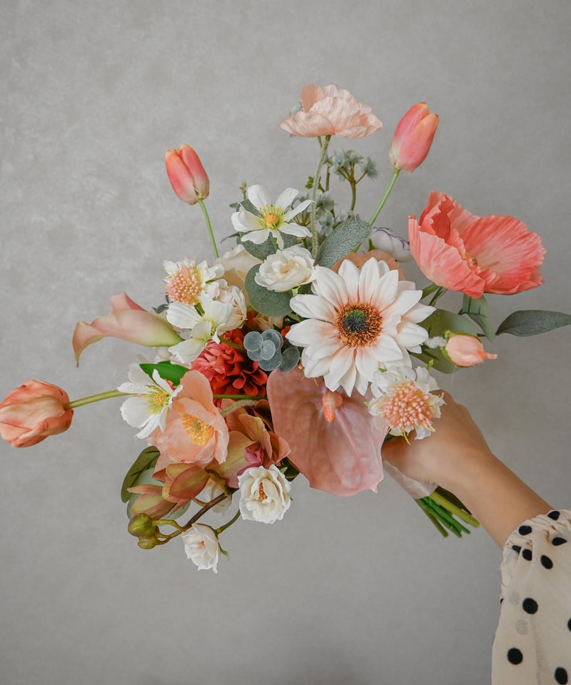 サーモンオレンジセージのブーケ | 造花ブーケ ウェディングブーケ