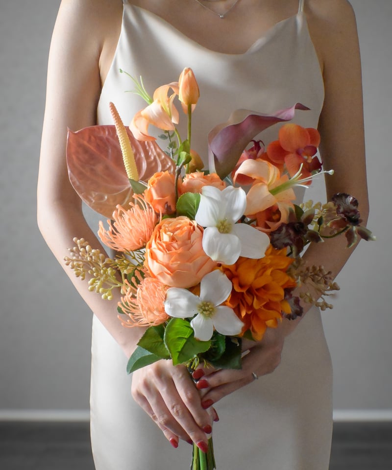 904】アーティフィシャルフラワーブーケ ウェディングブーケ カラー