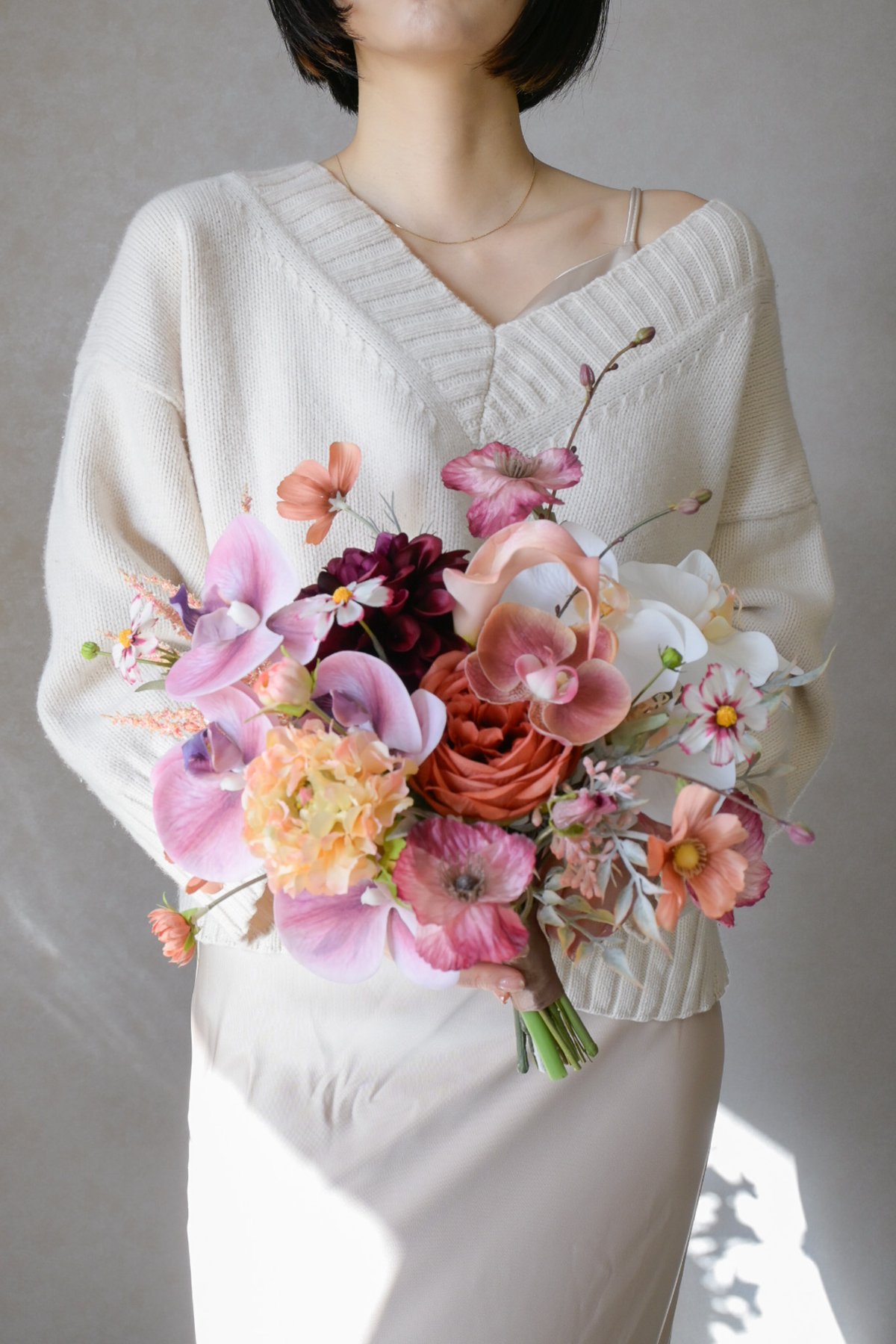 アーティシャルフラワー ブーケ ブートニア 造花ブーケ　ピンク　テラコッタ fit=scale-down,w=1200