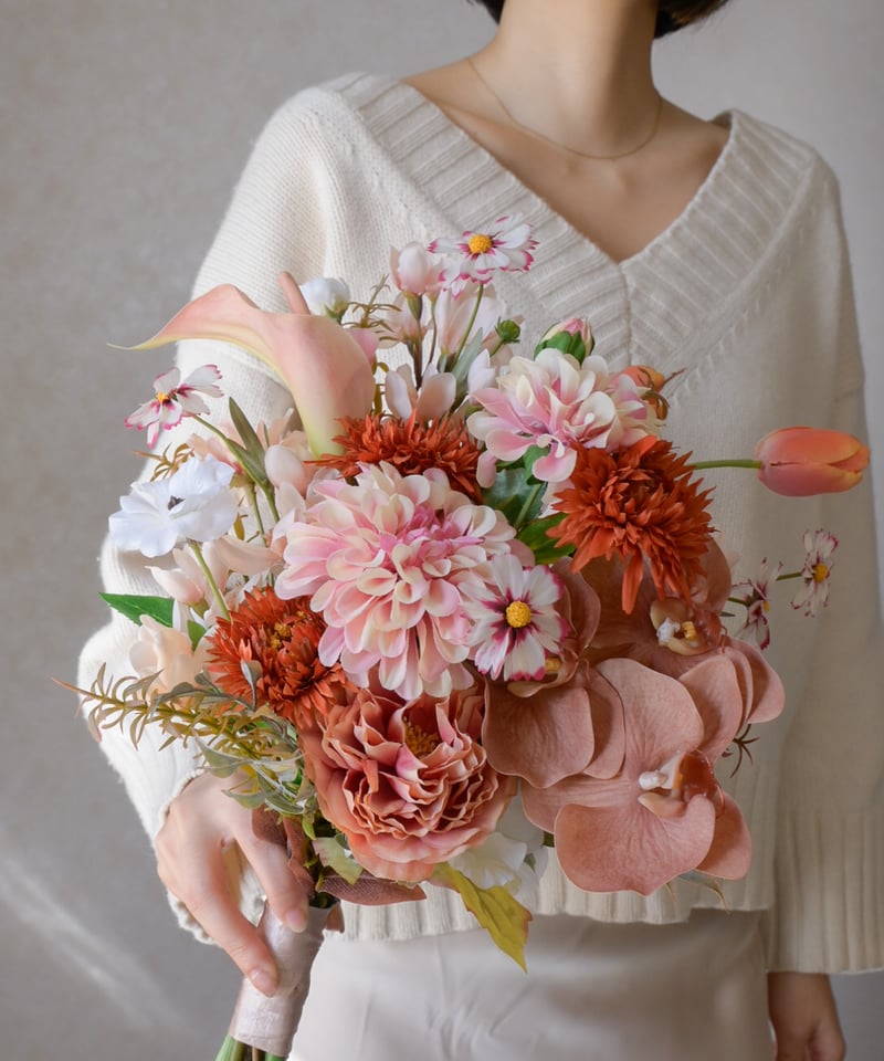 アプリコットオレンジのブーケ | 造花ブーケ ウェディングブーケ