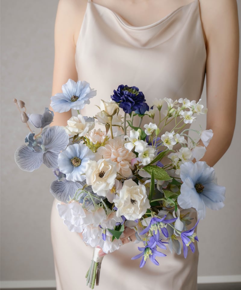 受注生産】サムシングブルーなブーケ | 造花ブーケ ウェディングブーケ