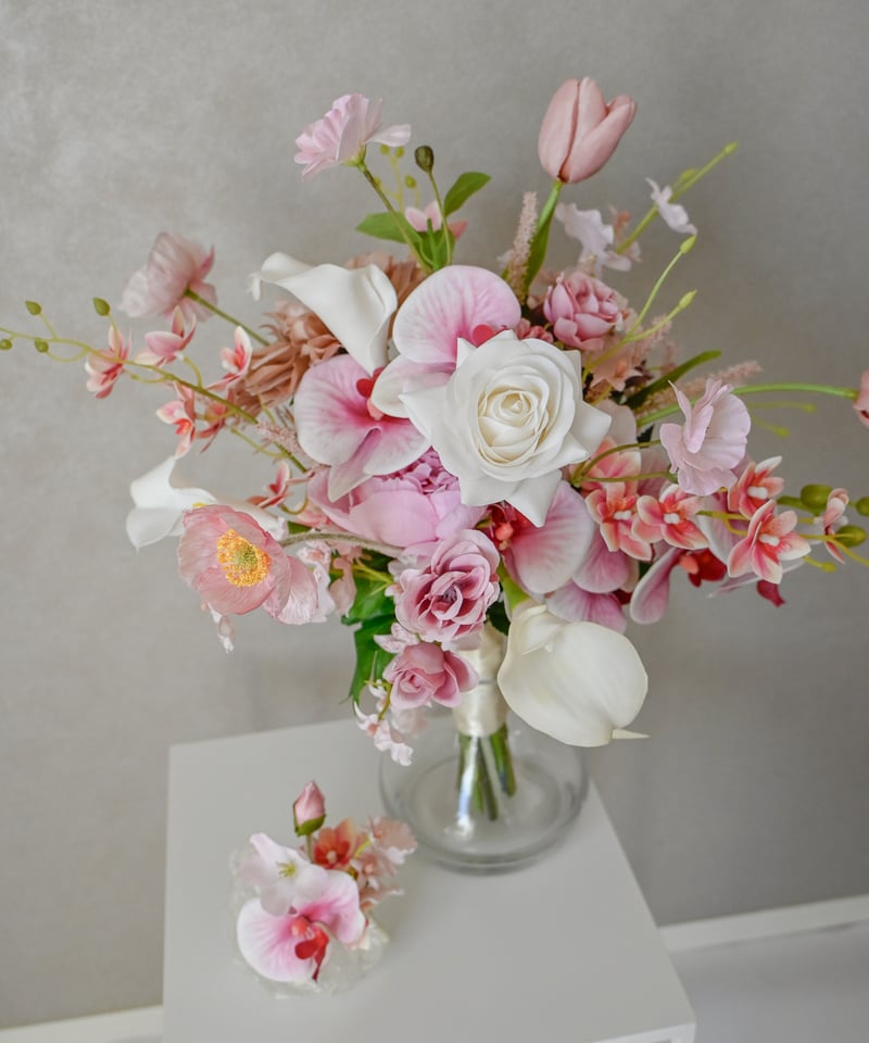 プティピンクのブーケ | 造花ブーケ ウェディングブーケ 持ち込み