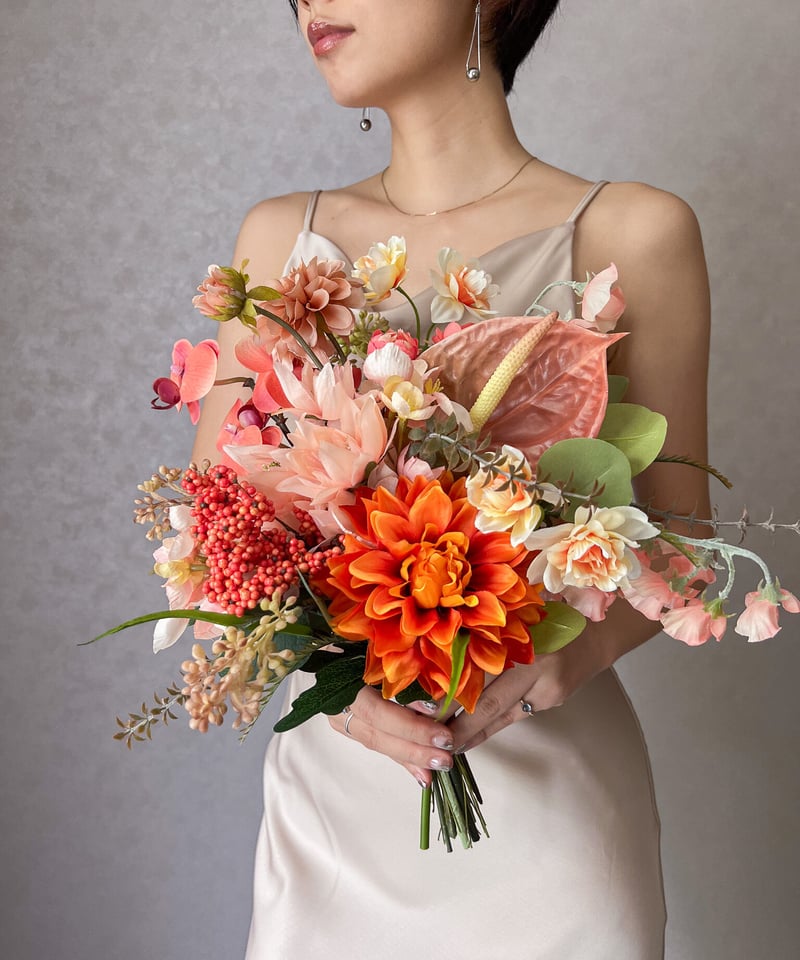 モーブオレンジなブーケ | 造花ブーケ | doille doillette
