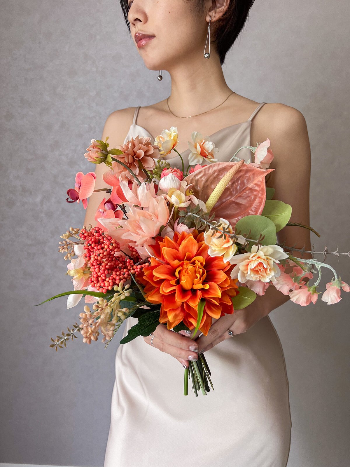 モーブオレンジなブーケ | 造花ブーケ | doille doillette