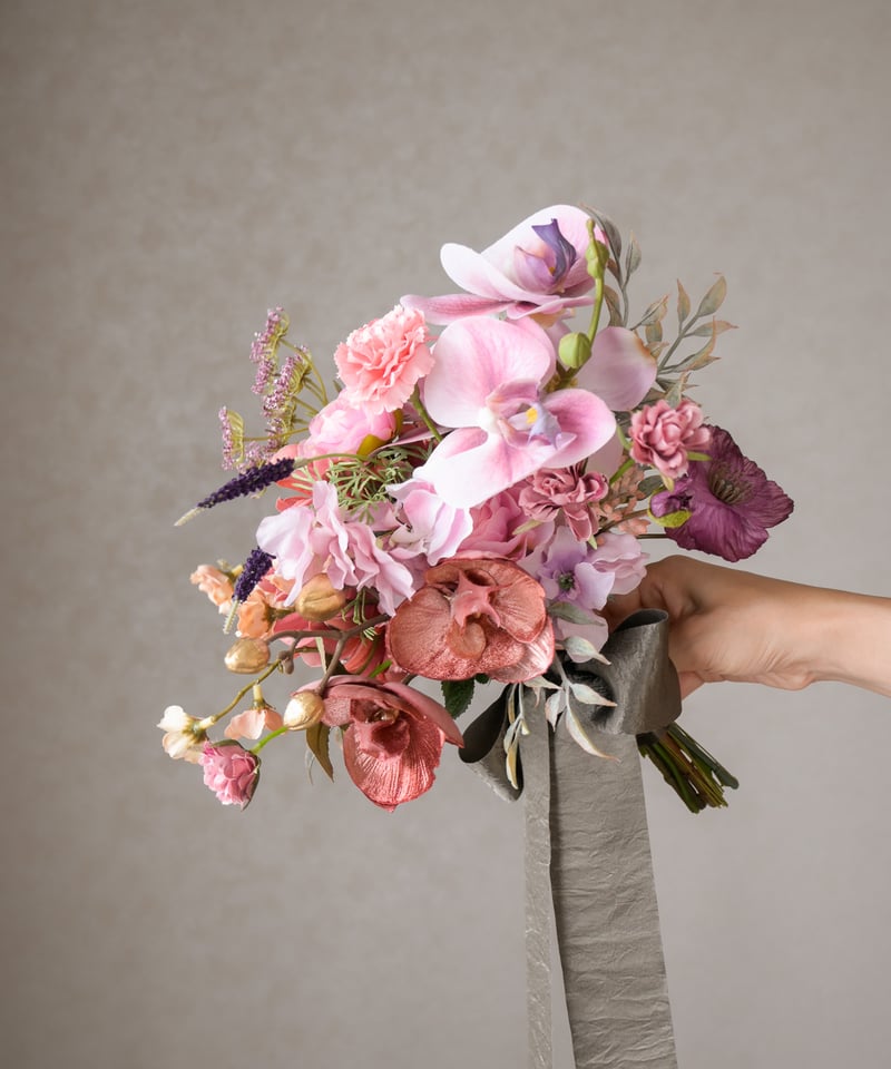 2点セット 高級 アーティフィシャルフラワーブーケ カラフルピンク