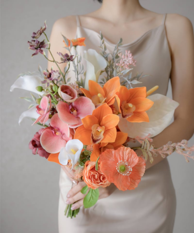 スプリングオレンジのブーケ | 造花ブーケ ウェディングブーケ