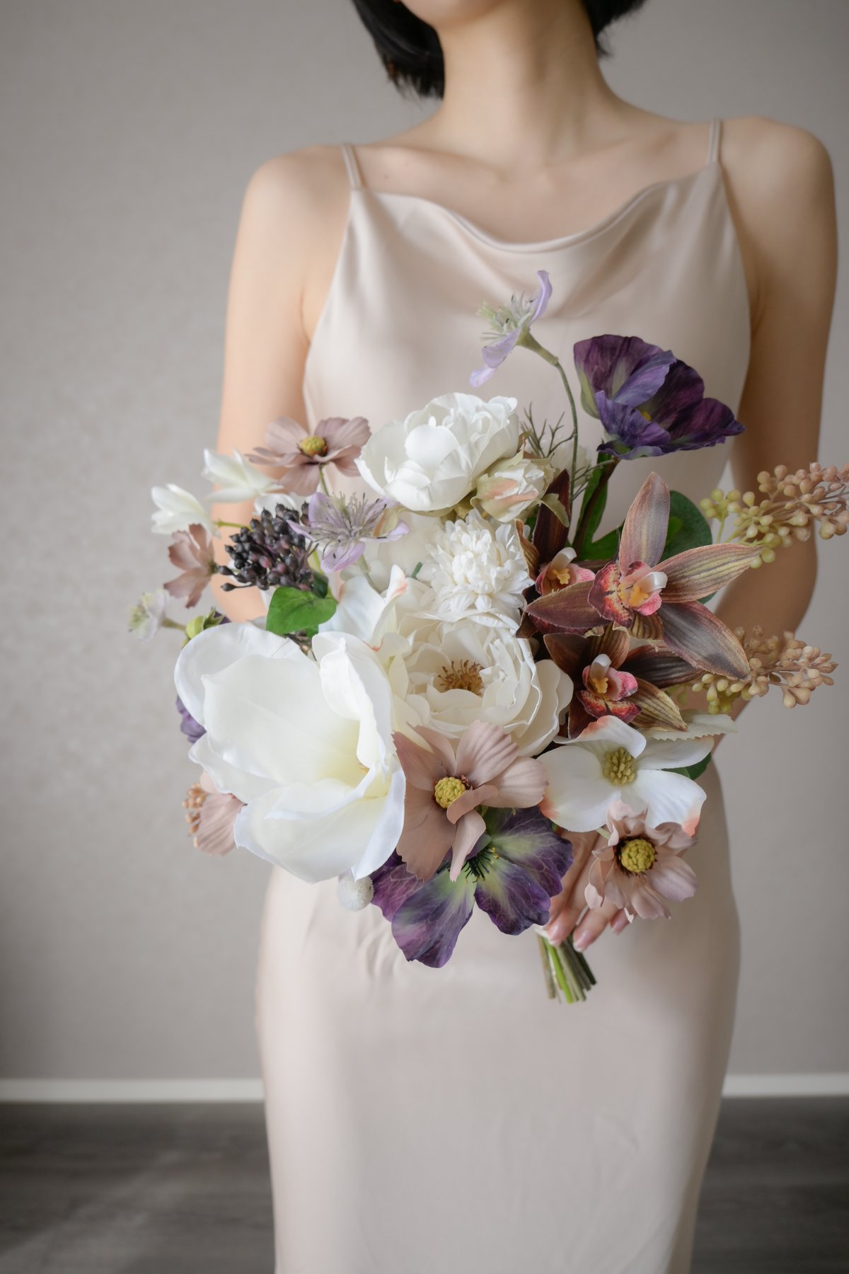 2点セット ウェディングブーケ高級花ホワイト花アーティフィシャルフラワ