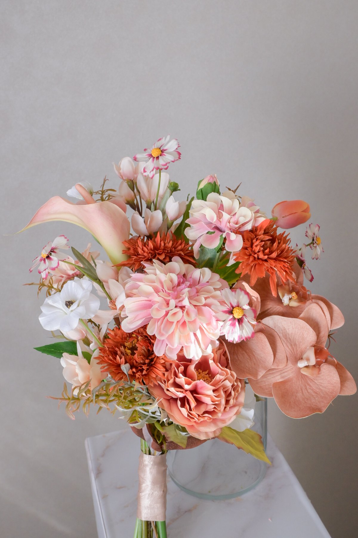 アプリコットオレンジ・フラワーアレンジメント・造花 アプリコット