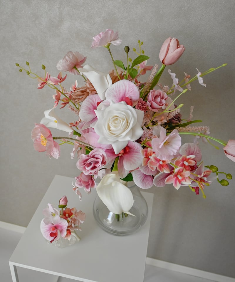 プティピンクのブーケ | 造花ブーケ ウェディングブーケ 持ち込み