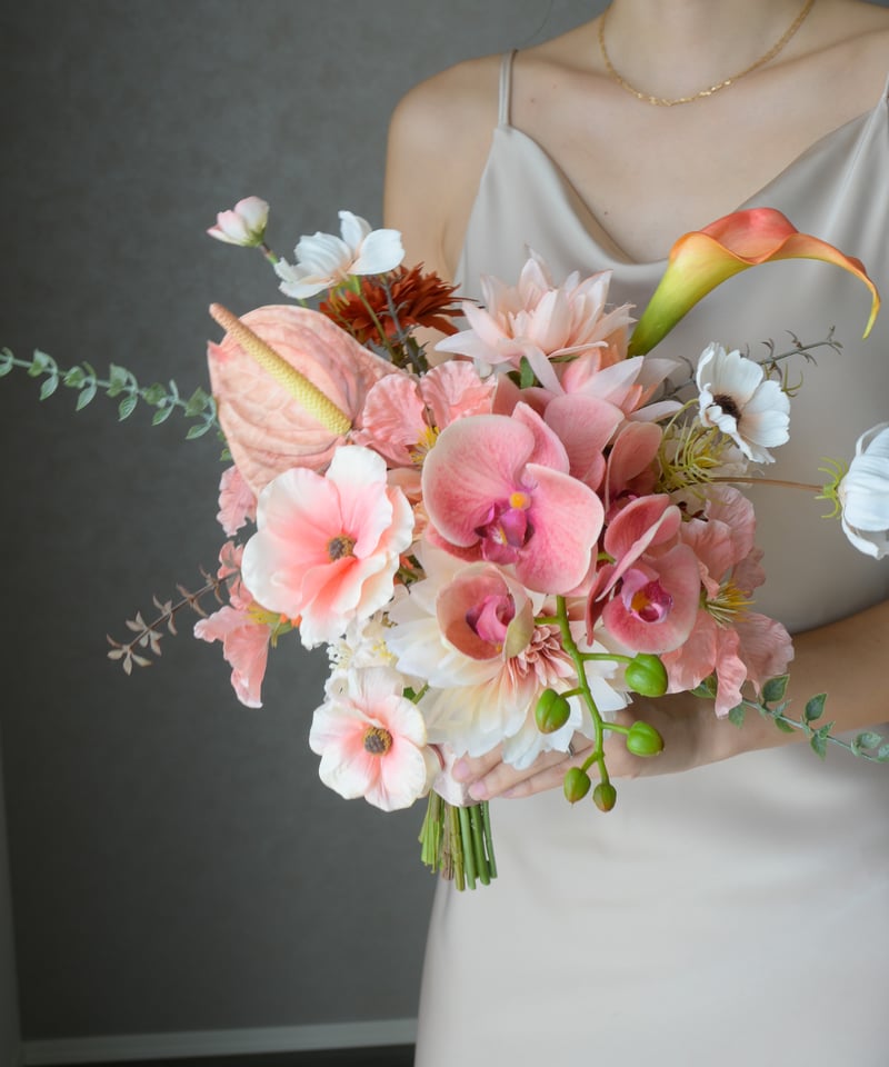 フレッシュピンクのブーケ | 造花ブーケ ウェディングブーケ 持ち込み